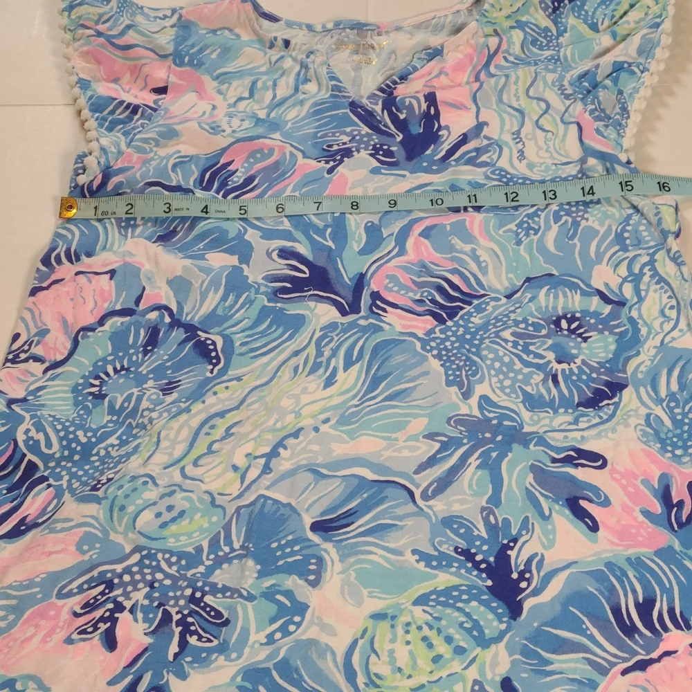 Lilly Pulitzer Girl's Blue Astara 100% Cotton Dress Dress EUC X-Large 12-14